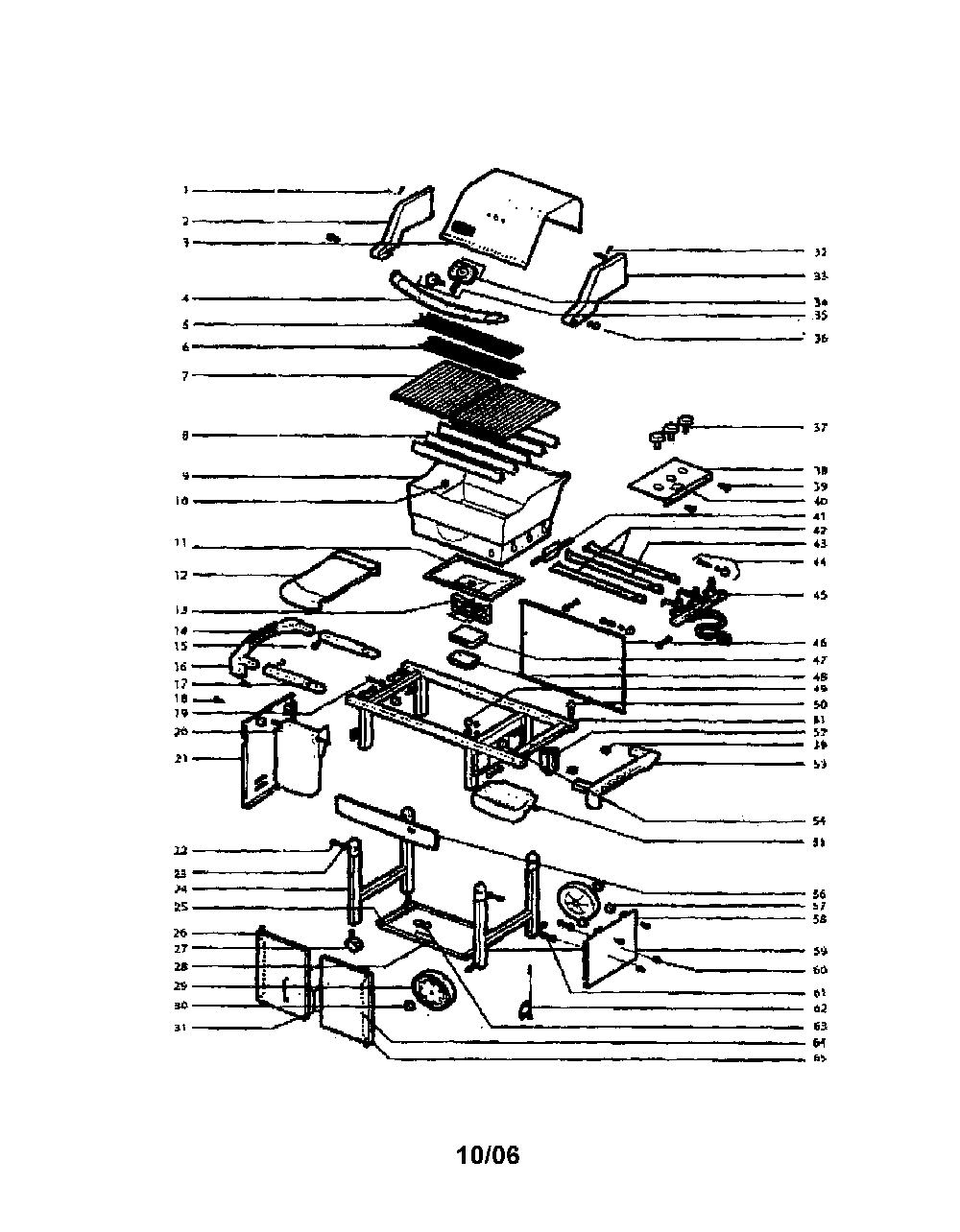 Grill Diagram and Parts List for 6721001  Weber Built-In Cooking