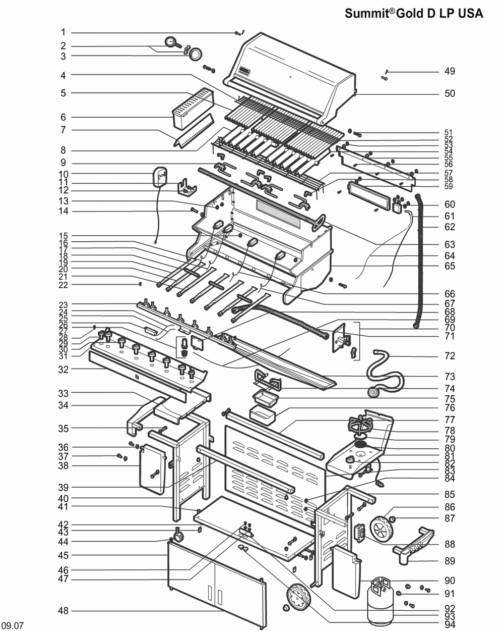 Diagram Diagram and Parts List for 5290009  Weber Grill