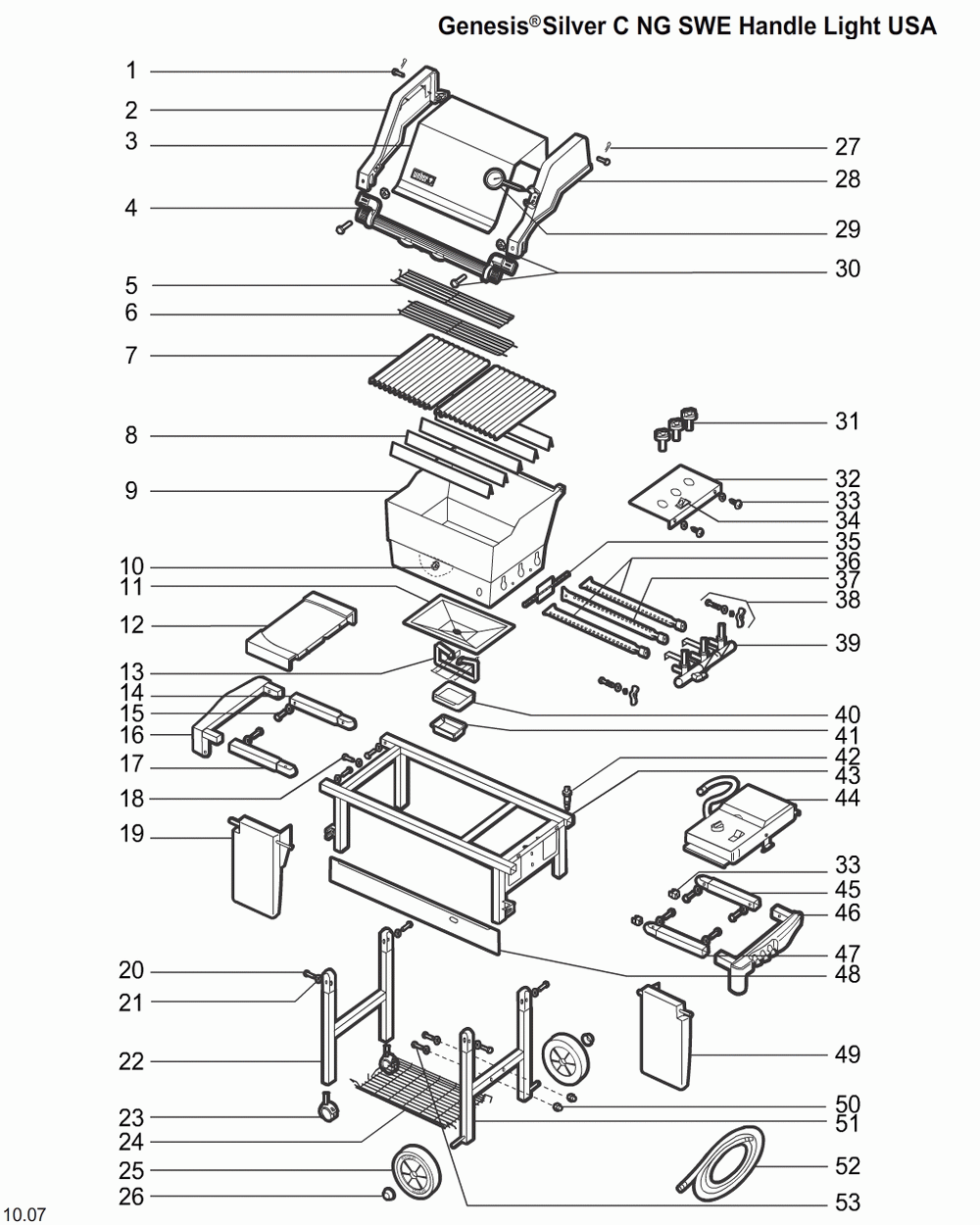 Diagram Diagram and Parts List for 2391609  Weber Grill
