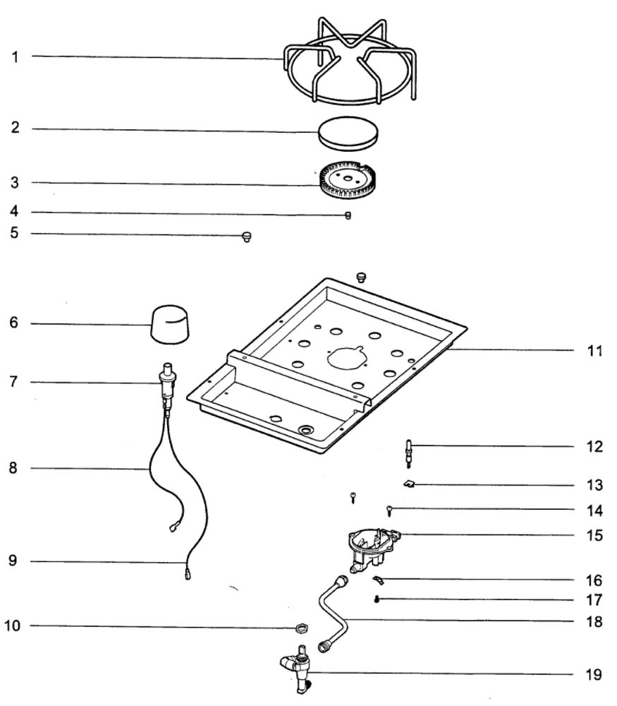 Side Burner Diagram and Parts List for S650 NG Weber Grill