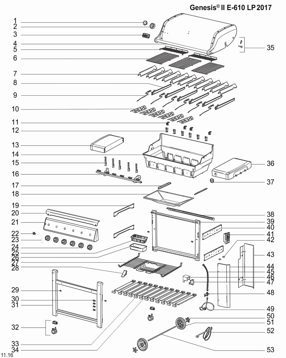 Diagram Diagram and Parts List for 63010001  Weber Grill
