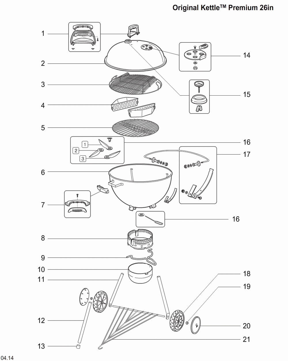 Diagram Diagram and Parts List for 16401001  Weber Grill