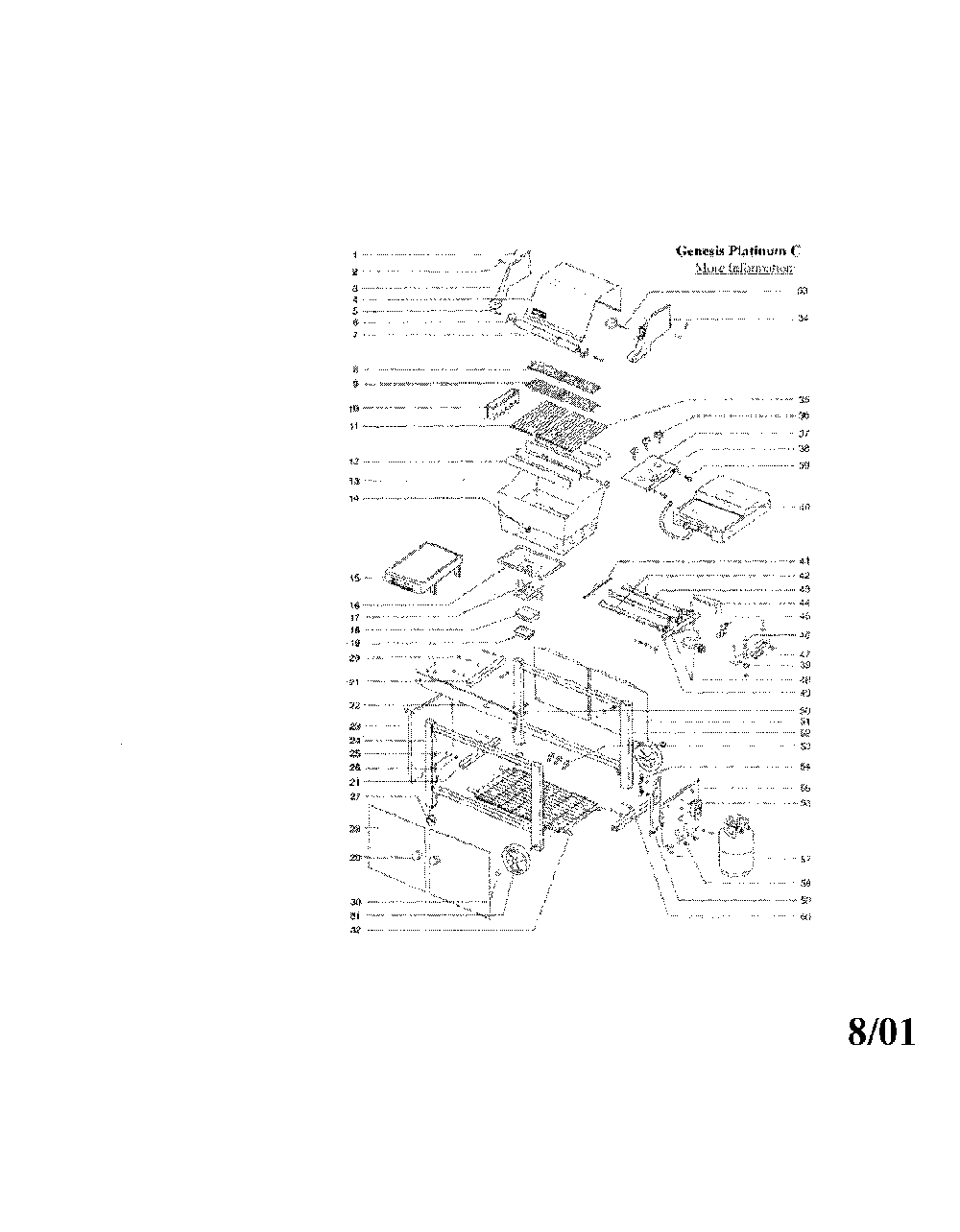 Gas Grill Diagram and Parts List for 4261001  Weber Grill