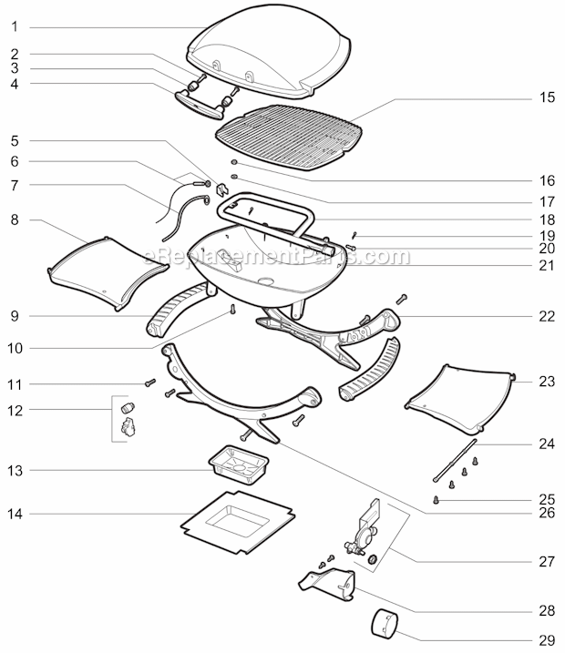 Page A Diagram and Parts List for Q120 2008 Weber Grill