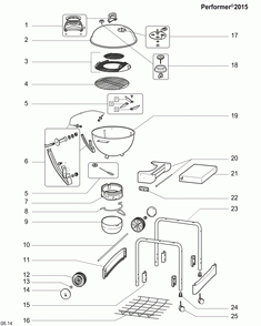 Part Location Diagram of 65147 Weber Lid Assembly, Performer/mt, Bl