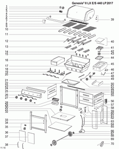 Part Location Diagram of 66441 Weber FRAME FRNT PLAT C2 4B GEN 17 US
