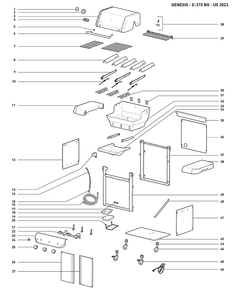 Section 1 Diagram and Parts List for 1500011  Weber Built-In Cooking