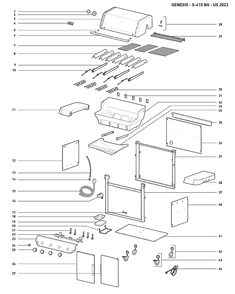 Section 1 Diagram and Parts List for 1500580  Weber Built-In Cooking