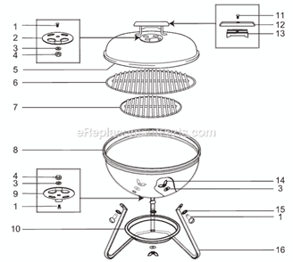 Page A Diagram and Parts List for 10898  Weber Grill