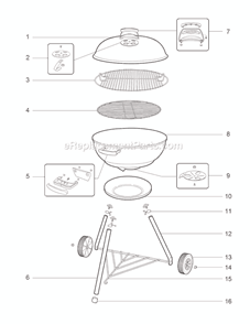 Part Location Diagram of 7441 Weber Charcoal Grate