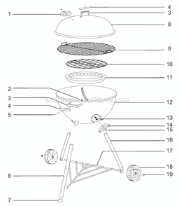 Part Location Diagram of 7542 Weber Cast Iron Griddle