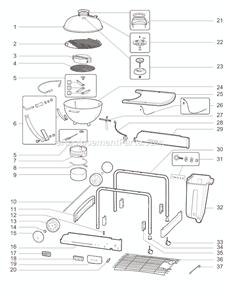 Page A Diagram and Parts List for 1421004  Weber Grill