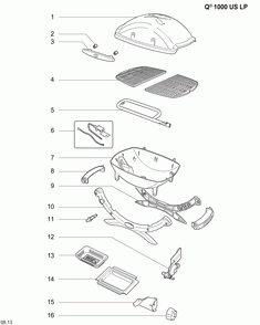 Part Location Diagram of 6530 Weber Q GRILL HANDLE LIGHT AMER