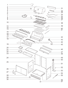 Part Location Diagram of 70373 Weber Rod Style Grate, S.s.