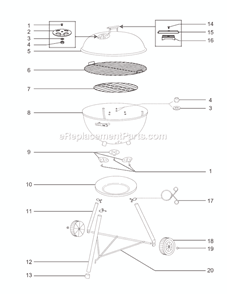Page A Diagram and Parts List for 21004  Weber Grill