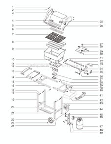 Page A Diagram and Parts List for 2241411 00-01 Weber Grill