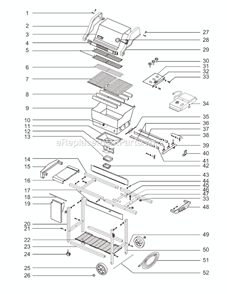 Page A Diagram and Parts List for 2361411 00-01 Weber Grill