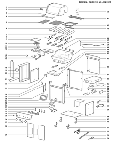 Section 1 Diagram and Parts List for 37600001  Weber Built-In Cooking