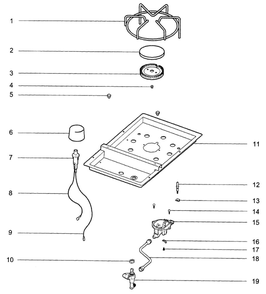 Side Burner Diagram and Parts List for E320NG-2009  Weber Grill