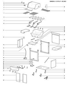 Section 1 Diagram and Parts List for 1500010  Weber Built-In Cooking