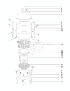 Page A Diagram and Parts List for 2890 Before 2000 Weber Grill