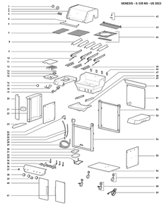 Section 1 Diagram and Parts List for 1500538  Weber Built-In Cooking