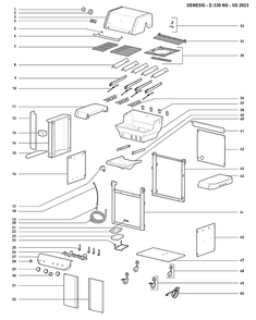 Section 1 Diagram and Parts List for 1500577  Weber Built-In Cooking