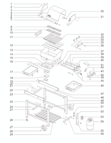 Page A Diagram and Parts List for 4251101 00-01 Weber Grill