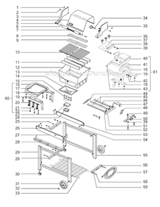 Page A Diagram and Parts List for 3361001 2000-2001 Weber Built-In Cooking