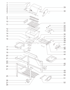 Page A Diagram and Parts List for 4351001 00-01 Weber Grill