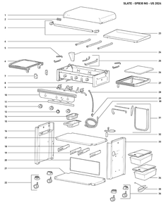 Section 1 Diagram and Parts List for 1500420  Weber Built-In Cooking