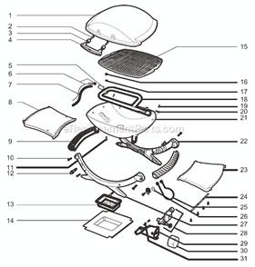 Page A Diagram and Parts List for 516001  Weber Grill