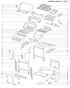Section 1 Diagram and Parts List for 1500042  Weber Built-In Cooking