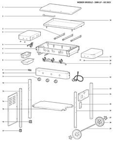 Section 1 Diagram and Parts List for 43310201  Weber Built-In Cooking