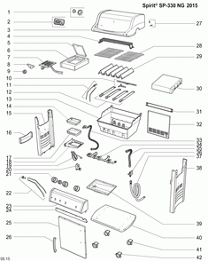 Part Location Diagram of 58601 Weber Assembly Guide, Spirit 330, Us/Ca/Mx '16
