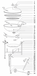 Page A Diagram and Parts List for 60020  Weber Grill