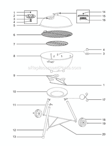 Page A Diagram and Parts List for 61004  Weber Grill