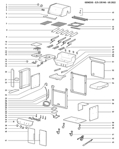Section 1 Diagram and Parts List for 37410001  Weber Built-In Cooking