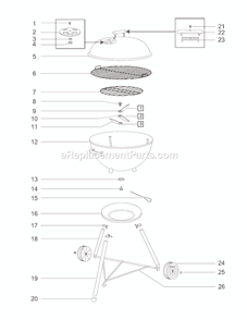 Page A Diagram and Parts List for 741004  Weber Grill