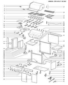 Section 1 Diagram and Parts List for 36800001  Weber Built-In Cooking
