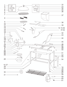 Part Location Diagram of 10401 Weber Burner Assembly
