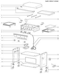 Section 1 Diagram and Parts List for 1500014  Weber Built-In Cooking