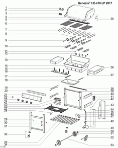 Part Location Diagram of 66364 Weber Ign Electrode 51 Blue Gen 17