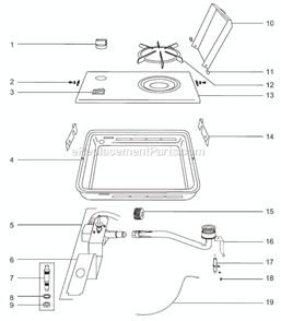Page A Diagram and Parts List for 9874  Weber Built-In Cooking