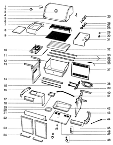 Grill Parts Diagram and Parts List for E320NG-2009  Weber Grill