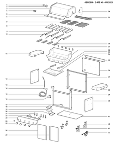 Section 1 Diagram and Parts List for 1500368  Weber Built-In Cooking