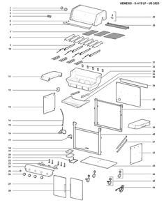 Section 1 Diagram and Parts List for 1500539  Weber Built-In Cooking