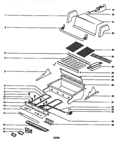 Cooking Module Diagram and Parts List for 972002 MAROON Weber Grill