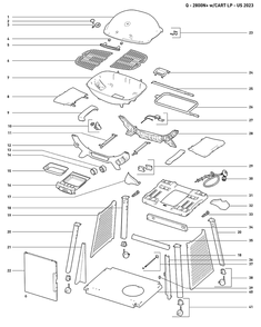 Section 1 Diagram and Parts List for 1500392  Weber Built-In Cooking