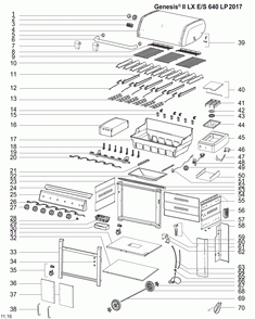 Part Location Diagram of 66436 Weber LID ASSY BLK C2 6B GEN 17